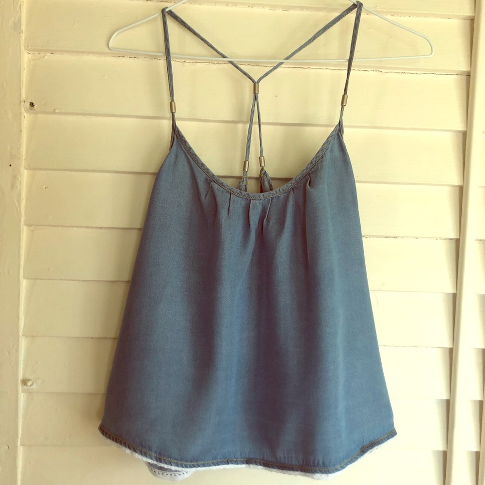 Denim Tank with Adjustable Silver Strap Accents